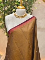 Kanjee cotton with temple-inspired woven zari border with floral paisley detailing