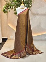 Kanjee cotton with temple-inspired woven zari border with floral paisley detailing - Image 3