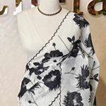 Net kotta with big flower applique embroidery pattern allover the body.