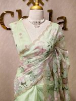Organza with multi colour thread embroidered floral design - Image 22
