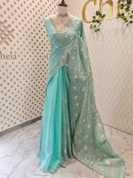 Organza with Floral embroidery pattern all over the boady - Image 3