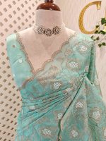 Organza with Floral embroidery pattern all over the boady - Image 2