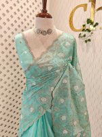 Organza with Floral embroidery pattern all over the boady