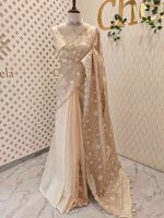 Organza with Floral embroidery pattern all over the boady - Image 6