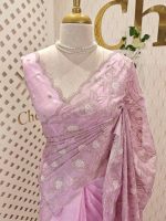 Organza with Floral embroidery pattern all over the boady - Image 7