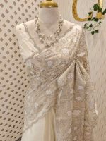 Organza with Floral embroidery pattern all over the boady - Image 10