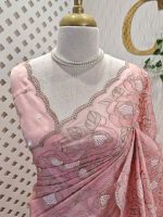 Organza with Floral embroidery pattern all over the boady - Image 14