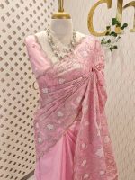 Organza with Floral embroidery pattern all over the boady - Image 16