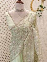 Organza with Floral embroidery pattern all over the boady - Image 19