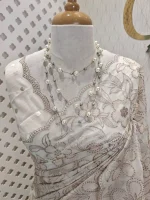 Organza with heavy mughal -inspired embroidery all over the body - Image 8