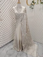 Organza with heavy mughal -inspired embroidery all over the body - Image 9