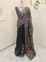 Organza with heavy mughal -inspired embroidery all over the body - Image 12