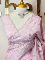 Organza with heavy mughal -inspired embroidery all over the body - Image 5