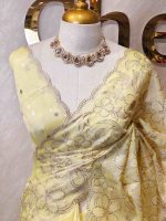 Organza with heavy mughal -inspired embroidery all over the body - Image 2