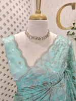 Organza with heavy mughal -inspired embroidery all over the body - Image 14
