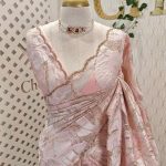 Organza with turkish leaf like pattern and scallop detailing border