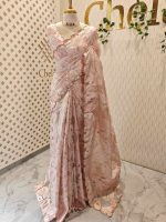 Organza with large leaf like pattern and scallop border - Image 3