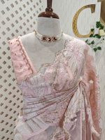 Organza with turkish leaf like pattern and scallop border - Image 2