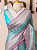 Soft katan with round shaped buttas and contrast border - Image 4