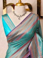 Soft katan with round shaped buttas and contrast border - Image 6