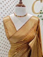 Soft silk with diagonal stripes pattern and check design - Image 2