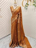 Soft silk with diagonal stripes pattern and check design - Image 9