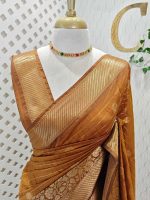 Soft silk with diagonal stripes pattern and check design - Image 8