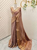 Soft silk with diagonal stripes pattern and check design - Image 12
