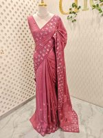 Semi-tussur with multicolour floral embroidered buttas all over the body and jali-cutwork border - Image 6