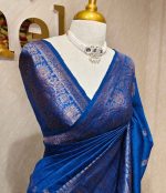Tussar banarasi with heritage patterns on body often featuring a decorative boarder - Image 3