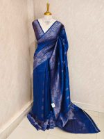 Tussar banarasi with heritage patterns on body often featuring a decorative boarder - Image 4
