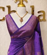 Tussar Banarasi with rose flower like buttas  pattern on the body - Image 5