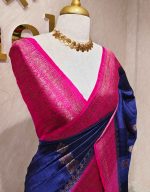 Tussar Banarasi with leaf like buttas and contrast border - Image 3