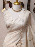 Tissue silk with floral,leaf like applique on the pallu - Image 2