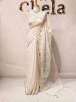 Tissue silk with floral,leaf like applique on the pallu - Image 3