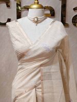 Tissue silk with floral,leaf like applique on the pallu - Image 4