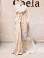 Tissue silk with floral,leaf like applique on the pallu - Image 6