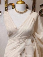Tissue silk with floral,leaf like applique on the pallu - Image 8