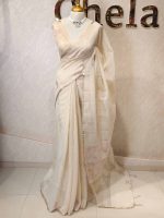 Tissue silk with floral,leaf like applique on the pallu - Image 12