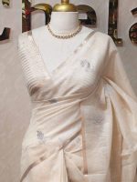 Tissue silk with floral,leaf like applique on the pallu - Image 13