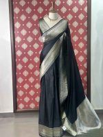 Banarasi saree with a plain body, complemented by a traditional zari-woven double border - Image 21