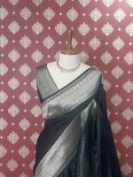 Banarasi saree with a plain body, complemented by a traditional zari-woven double border - Image 19