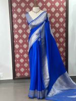 Banarasi saree with a plain body, complemented by a traditional zari-woven double border - Image 18