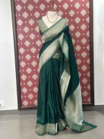 Banarasi saree with a plain body, complemented by a traditional zari-woven double border - Image 15