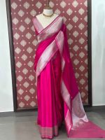 Banarasi saree with a plain body, complemented by a traditional zari-woven double border - Image 12