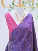 Kanjeevaram with check pattern and contrast blouse