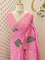 Linen with tissue texture and Lotus plant like thread work - Image 12