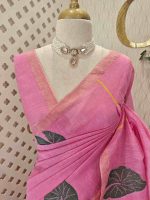 Linen with tissue texture and Lotus plant like thread work - Image 11