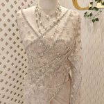 Net saree with honey comb like design and scallop border