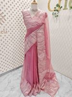 Organza saree with flame inspired turkish work and scallop border - Image 6
